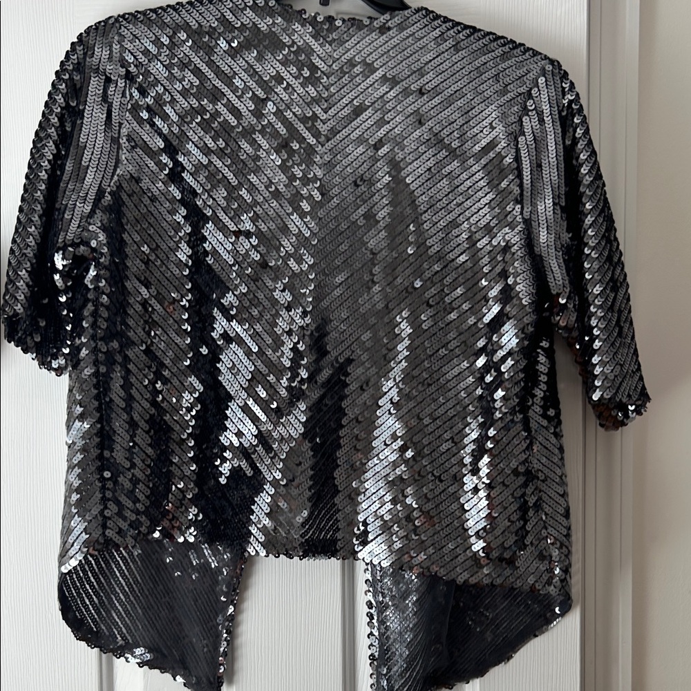 Silver Sequin Open Front Jacket NWT - image 6